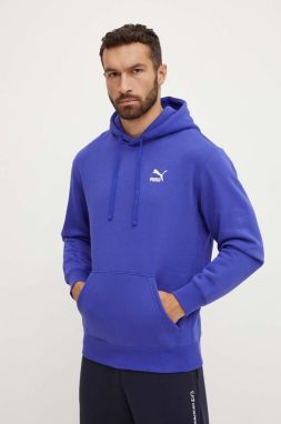 Mikina Puma Classics pánska, fialová farba, s kapucňou, s potlačou, 535596