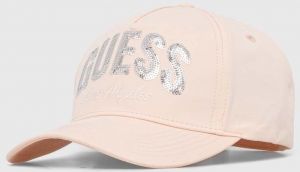 Šiltovka Guess NAOMI ružová farba, s nášivkou, W4GZ19 WEGD0