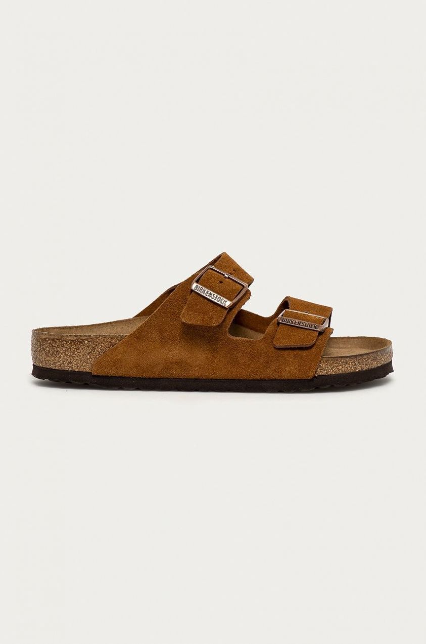 Semišové šľapky Birkenstock Arizona pánske, hnedá farba, 1009526