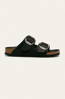Kožené šľapky Birkenstock Arizona Big Buckle dámske, čierna farba, 1011075