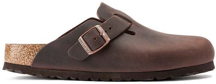 Kožené šľapky Birkenstock Boston pánske, hnedá farba, 860131