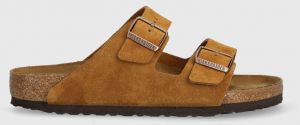 Semišové šľapky Birkenstock Arizona pánske, hnedá farba, 1027082
