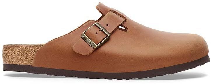 Kožené šľapky Birkenstock Boston dámske, hnedá farba, 1028310