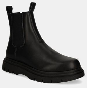 Kožené topánky chelsea Armani Exchange pánske, čierna farba, XUM019 XV874 00002