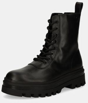 Kožené členkové topánky Calvin Klein Jeans LUGGED LACE ZIP BOOT OXF LTH pánske, čierna farba, YM0YM01066