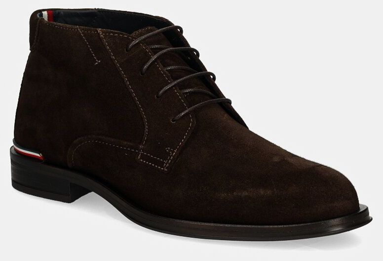 Semišové topánky Tommy Hilfiger CORE RWB HILFIGER SUEDE L BOOT pánske, hnedá farba, FM0FM04805