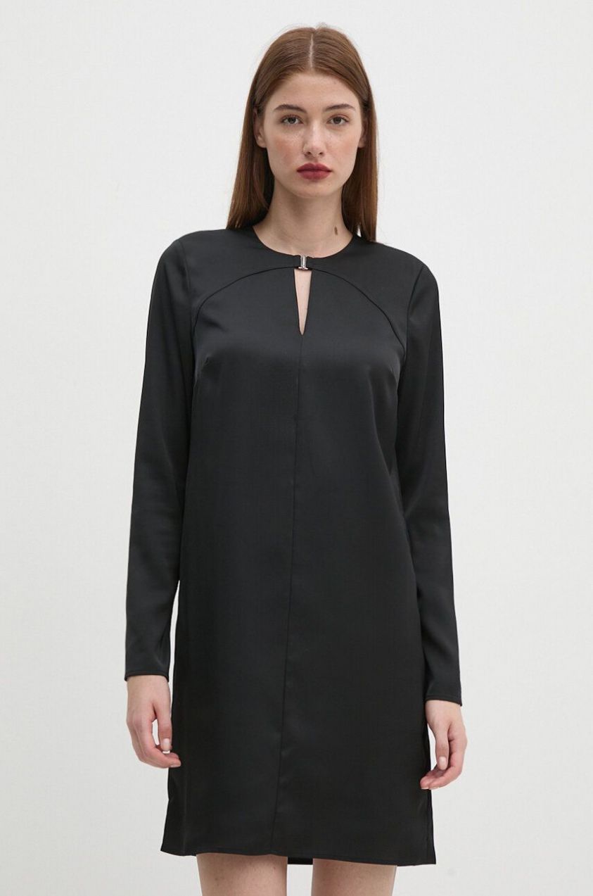 Šaty Calvin Klein čierna farba, mini, rovný strih, K20K207995
