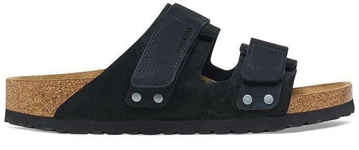 Semišové šľapky Birkenstock Uji pánske, čierna farba, 1024810
