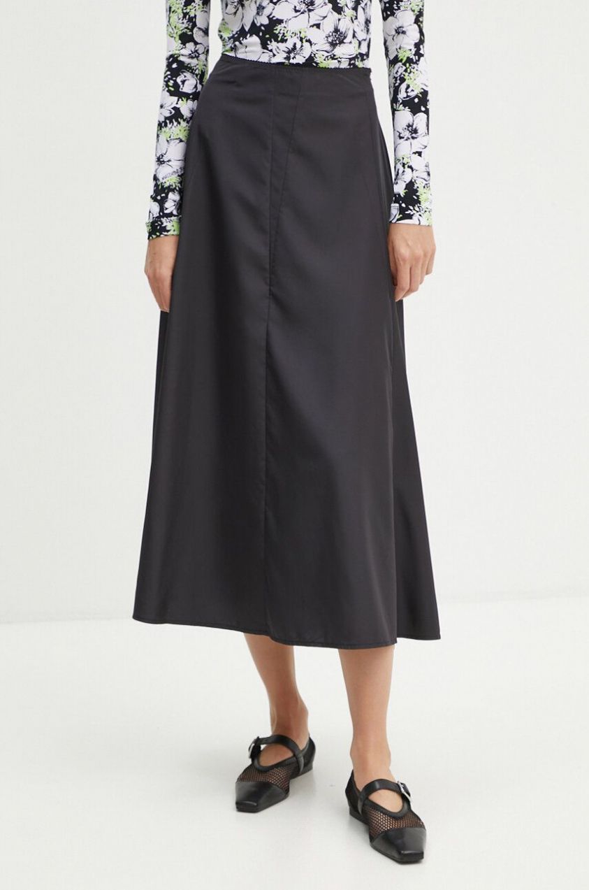 Sukňa Moschino Jeans čierna farba, midi, áčkový strih, J0107 8729