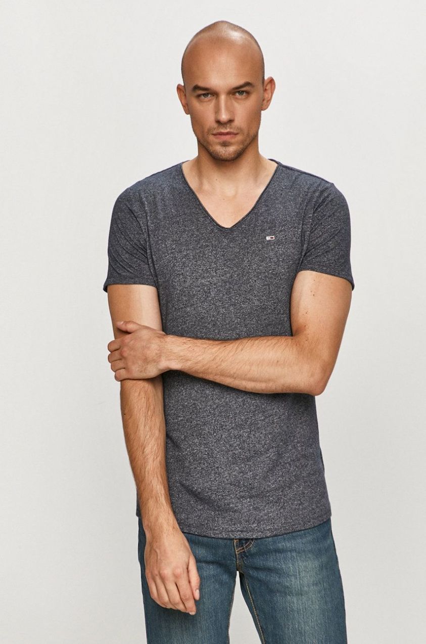 Tričko Tommy Jeans pánsky,melanžový,DM0DM09587