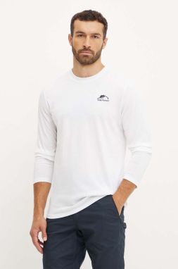 Tričko s dlhým rukávom Helly Hansen pánsky, biela farba, s potlačou