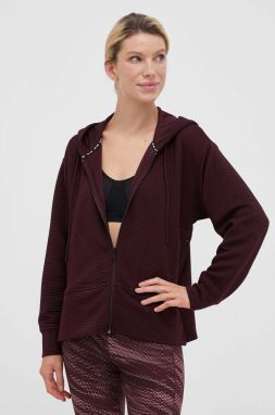 Mikina Dkny dámska, bordová farba, s kapucňou, jednofarebná, DP3J9312