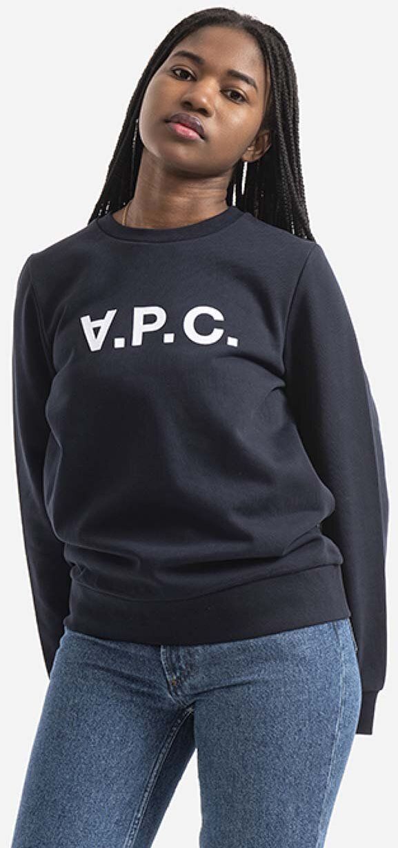 Bavlnená mikina A.P.C. Sweat Viva dámska, tmavomodrá farba, s potlačou