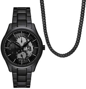 Hodinky a náhrdelník Armani Exchange čierna farba, AX7160SET