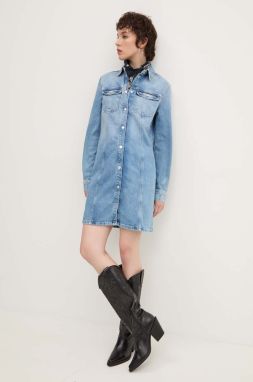Rifľové šaty Tommy Jeans mini, rovný strih, DW0DW18709