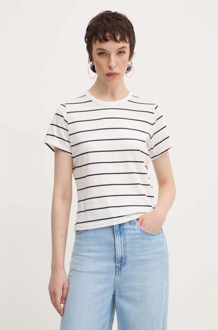 Bavlnené tričko Abercrombie & Fitch dámske, biela farba, KI139-4686
