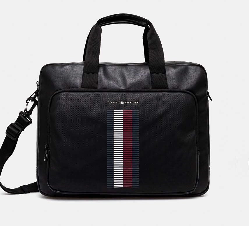 Taška Tommy Hilfiger čierna farba, AM0AM12974