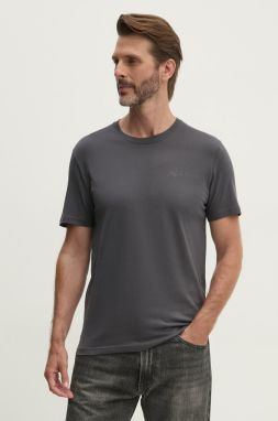 Bavlnené tričko Alpha Industries pánske, šedá farba, s potlačou, 138505