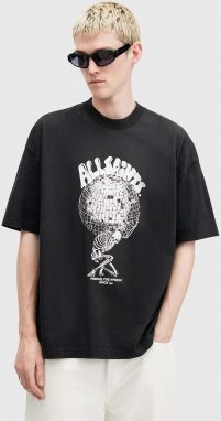 Bavlnené tričko AllSaints BURDEN pánske, čierna farba, s potlačou, M021PB