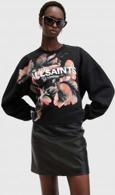 Bavlnená mikina AllSaints FLEURIR LILA dámska, čierna farba, s potlačou, W097JB