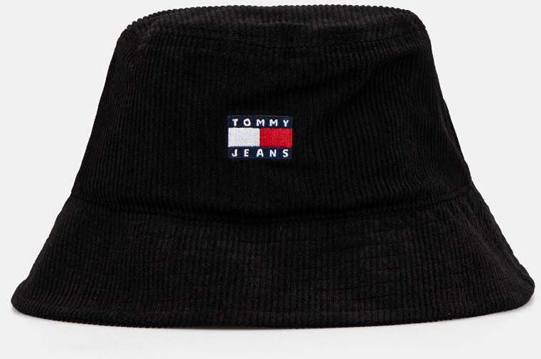 Štruksový klobúk Tommy Jeans čierna farba, AM0AM12639