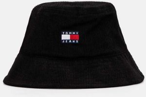 Štruksový klobúk Tommy Jeans čierna farba, AM0AM12639