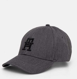 Šiltovka Tommy Hilfiger šedá farba, s nášivkou, AM0AM12805