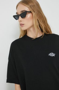 Bavlnené tričko Dickies dámske, čierna farba
