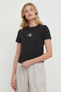 Bavlnené tričko Calvin Klein Jeans dámske, čierna farba, J20J223113