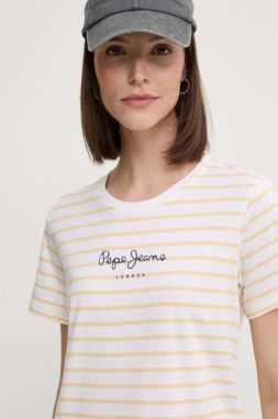 Bavlnené tričko Pepe Jeans ELBA dámske, žltá farba, PL505876