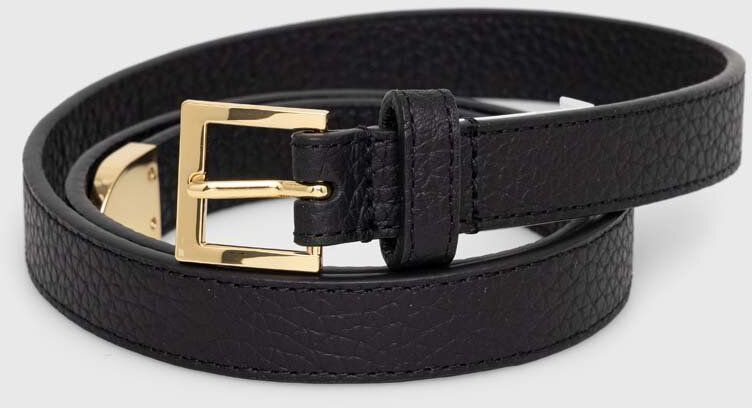 Kožený opasok Lauren Ralph Lauren dámsky,čierna farba,412912036