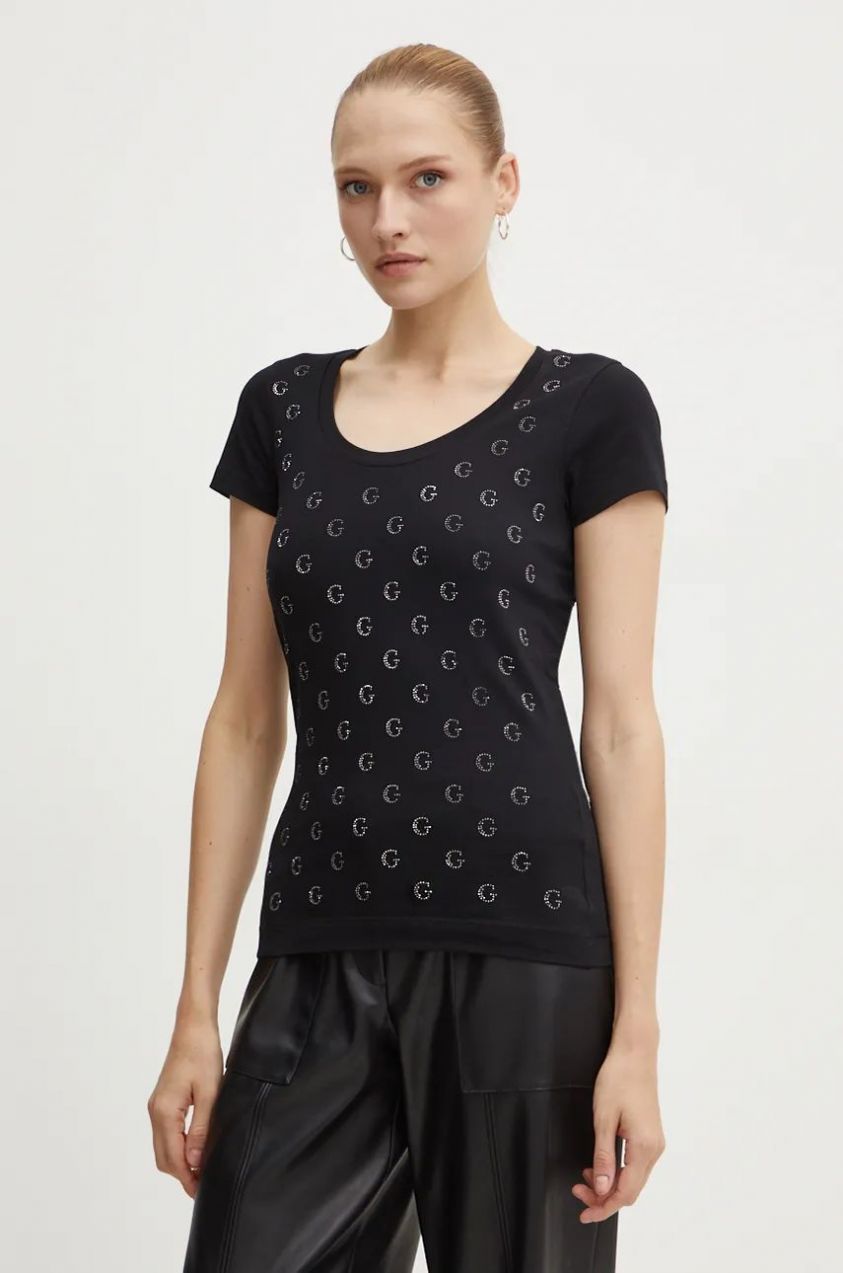Tričko Guess EMBELLISH dámske, čierna farba, W4BI68 J1314