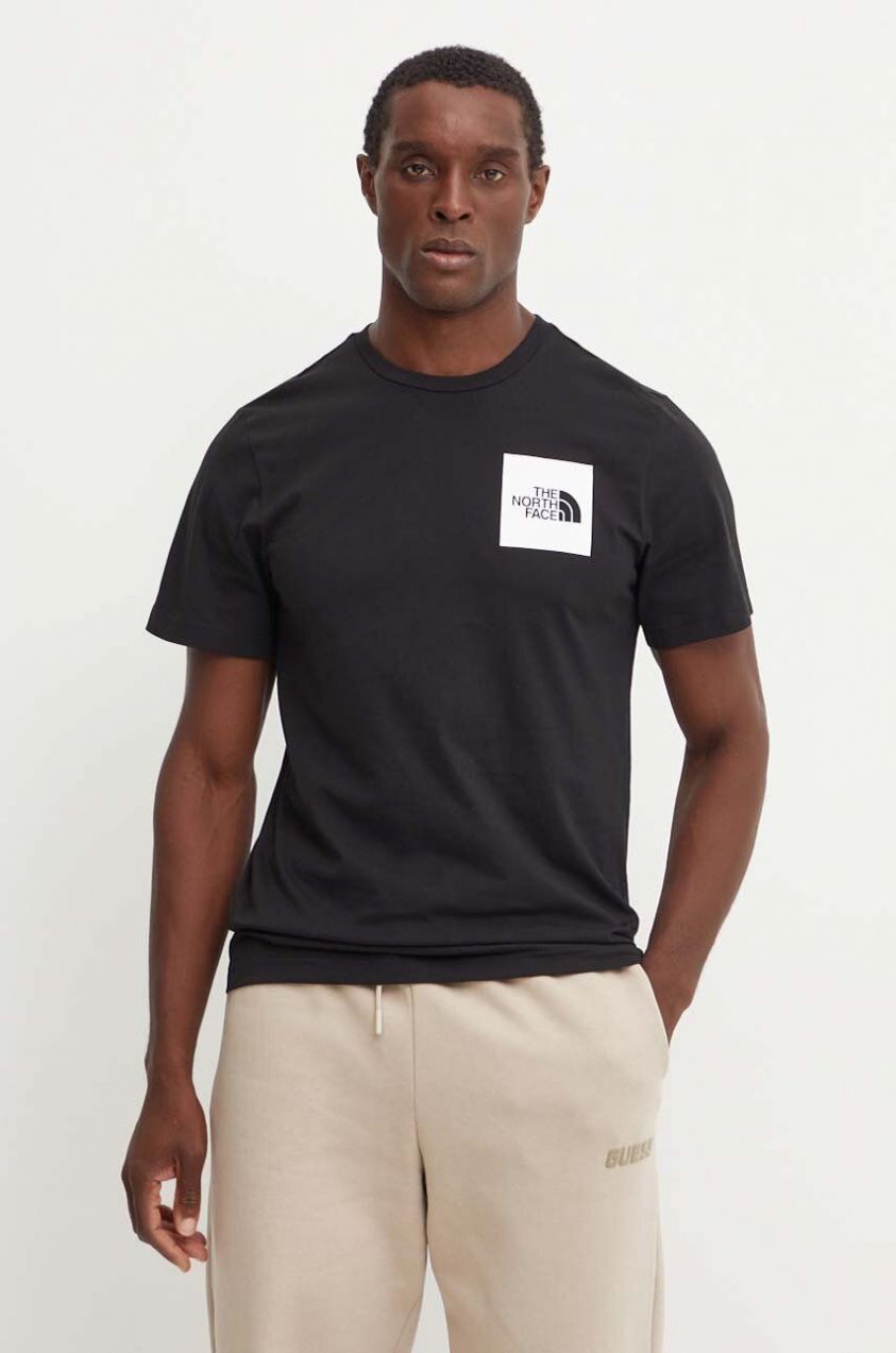 Tričko The North Face Fine Tee pánske, čierna farba, s nášivkou, NF0A8A6MJK31