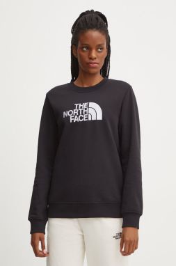 Mikina The North Face Drew Peak Crew dámska, čierna farba, s nášivkou, NF0A89EFJK31
