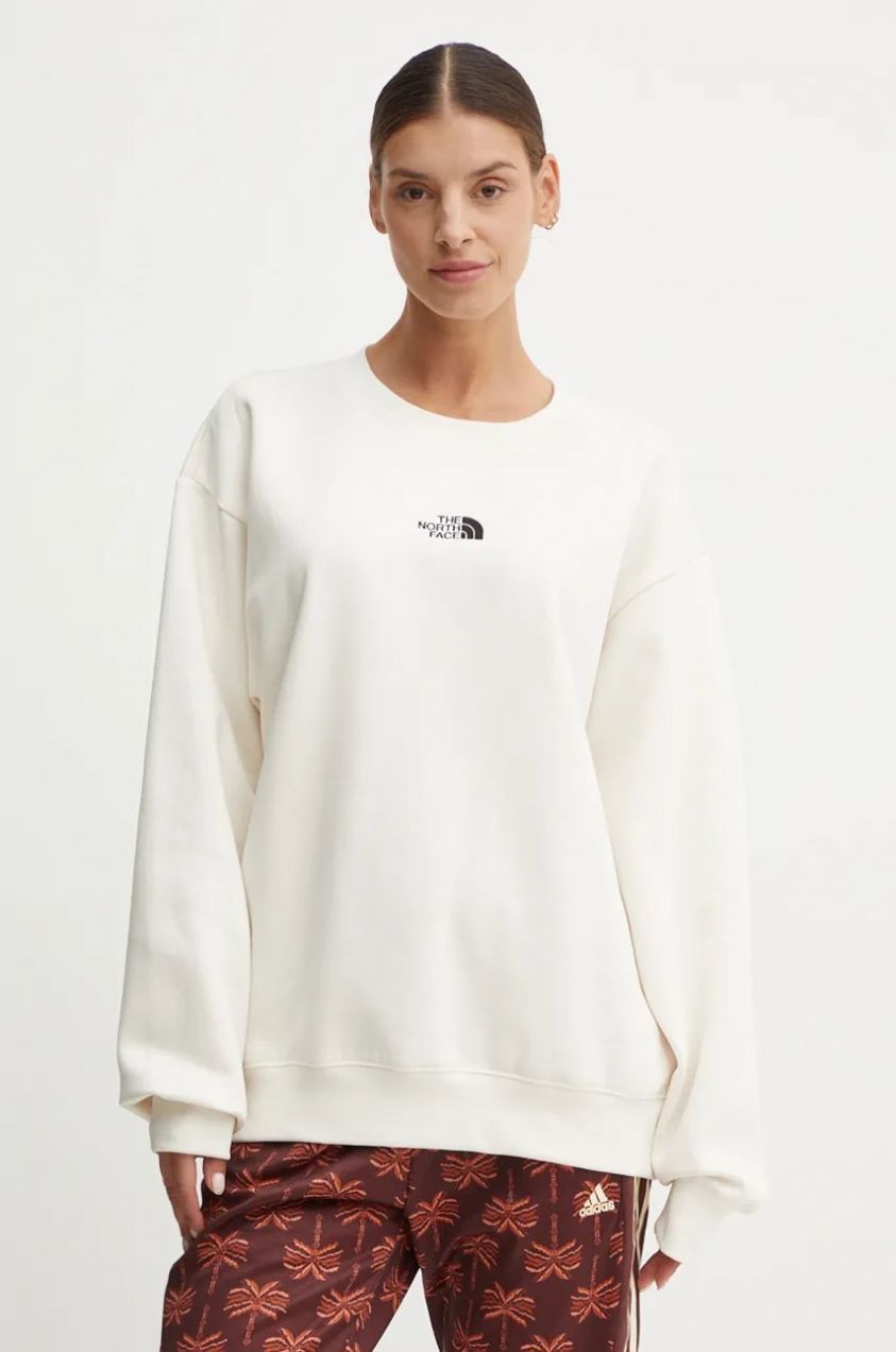 Mikina The North Face Essential Crew dámska, béžová farba, s nášivkou, NF0A89EPQLI1