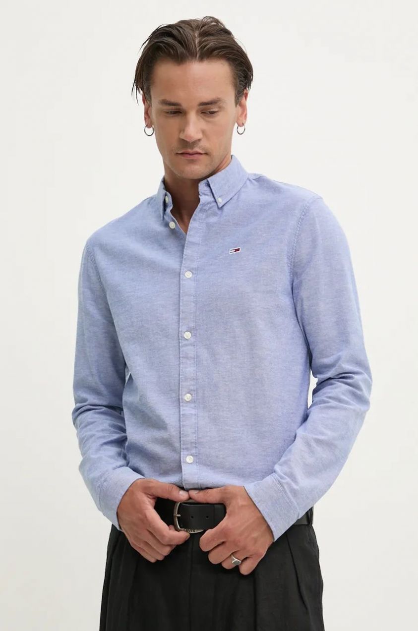 Košeľa Tommy Jeans pánska, slim, s golierom button-down, DM0DM09594