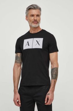 Bavlnené tričko Armani Exchange čierna farba, s potlačou, 8NZTCK Z8H4Z