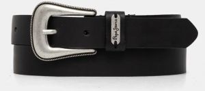 Kožený opasok Pepe Jeans MILDRED BELT dámsky, čierna farba, PL020852