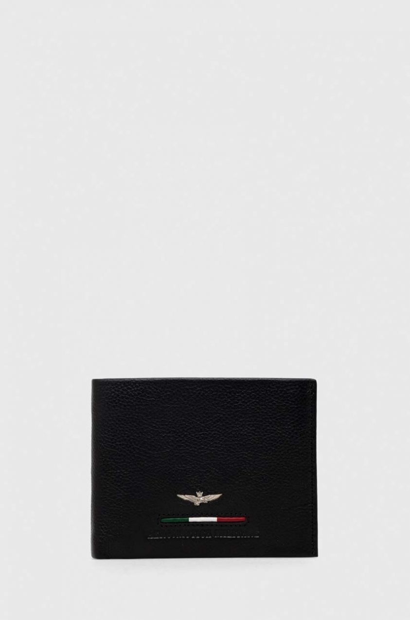 Kožená peňaženka Aeronautica Militare pánska, čierna farba, AM152