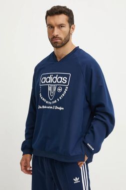 Mikina adidas Originals pánska, tmavomodrá farba, s nášivkou, IW3245
