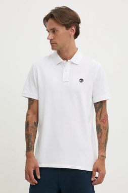 Bavlnené polo tričko Timberland biela farba, jednofarebné, TB0A6VDP1001