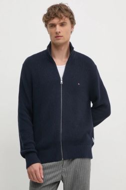Bavlnený kardigán Tommy Hilfiger tmavomodrá farba, MW0MW37327