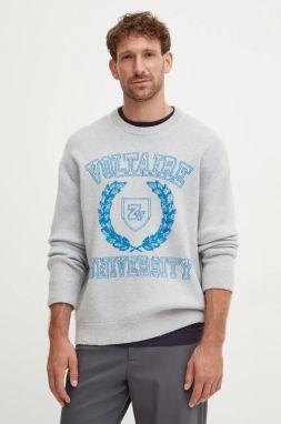 Vlnený sveter ZADIG&VOLTAIRE pánsky, šedá farba, KMSW00715
