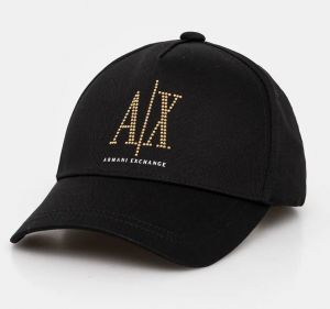 Bavlnená šiltovka Armani Exchange čierna farba, s nášivkou, 944208 3R131