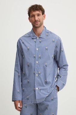 Bavlnené pyžamo Polo Ralph Lauren tmavomodrá farba, vzorované