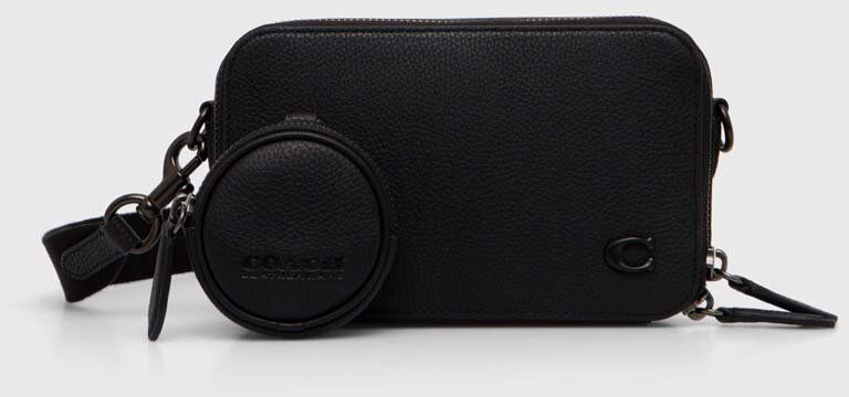 Kožená taška Coach Charter Slim Crossbody čierna farba
