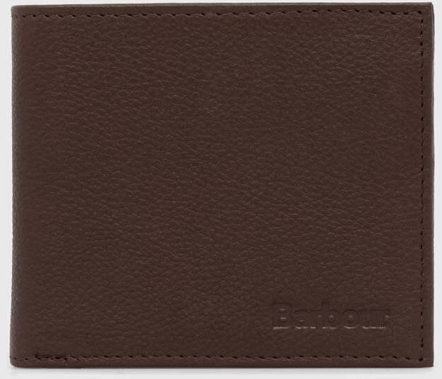 Kožená peňaženka Barbour Padbury Billfold pánska, hnedá farba, MLG0049