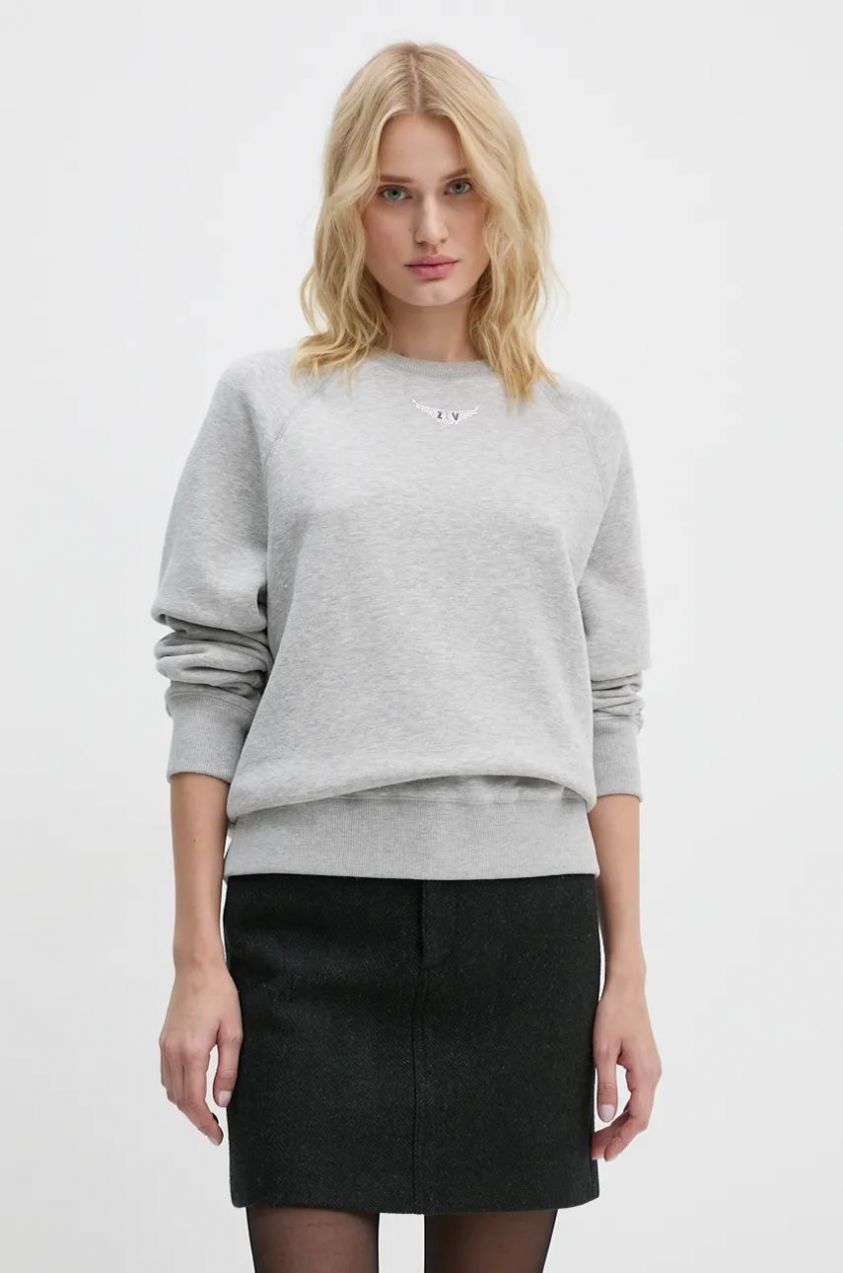 Mikina ZADIG&VOLTAIRE dámska, šedá farba, melanžová, JWSS00606