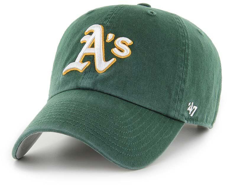 Bavlnená šiltovka 47 brand MLB Oakland Athletics zelená farba, s nášivkou, BCPTN-DBLUN18GWS-DG08