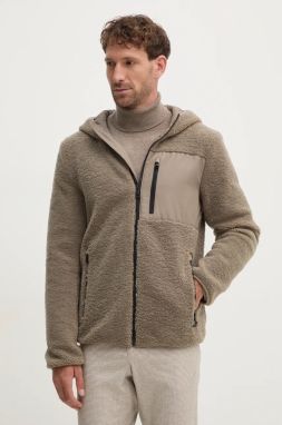 Fleecová mikina Geox zelená farba, s kapucňou, jednofarebná, M4675H-T3171-F5259